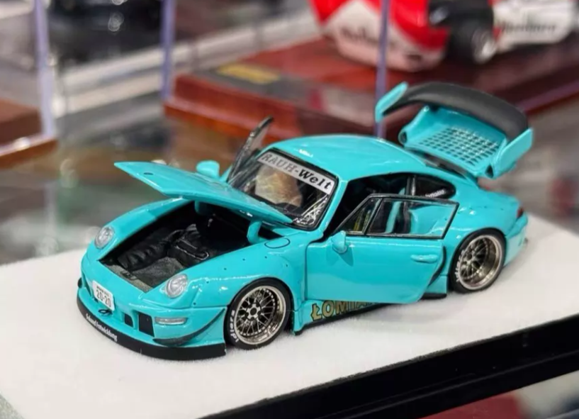GM 1/64 Porsche 993 RWB Tiffany Blue Widebody All-Open