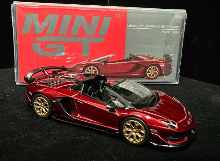 MINI GT 1:64 Lamborghini Aventador SVJ Roadster Rosso Efesto Limited Diecast