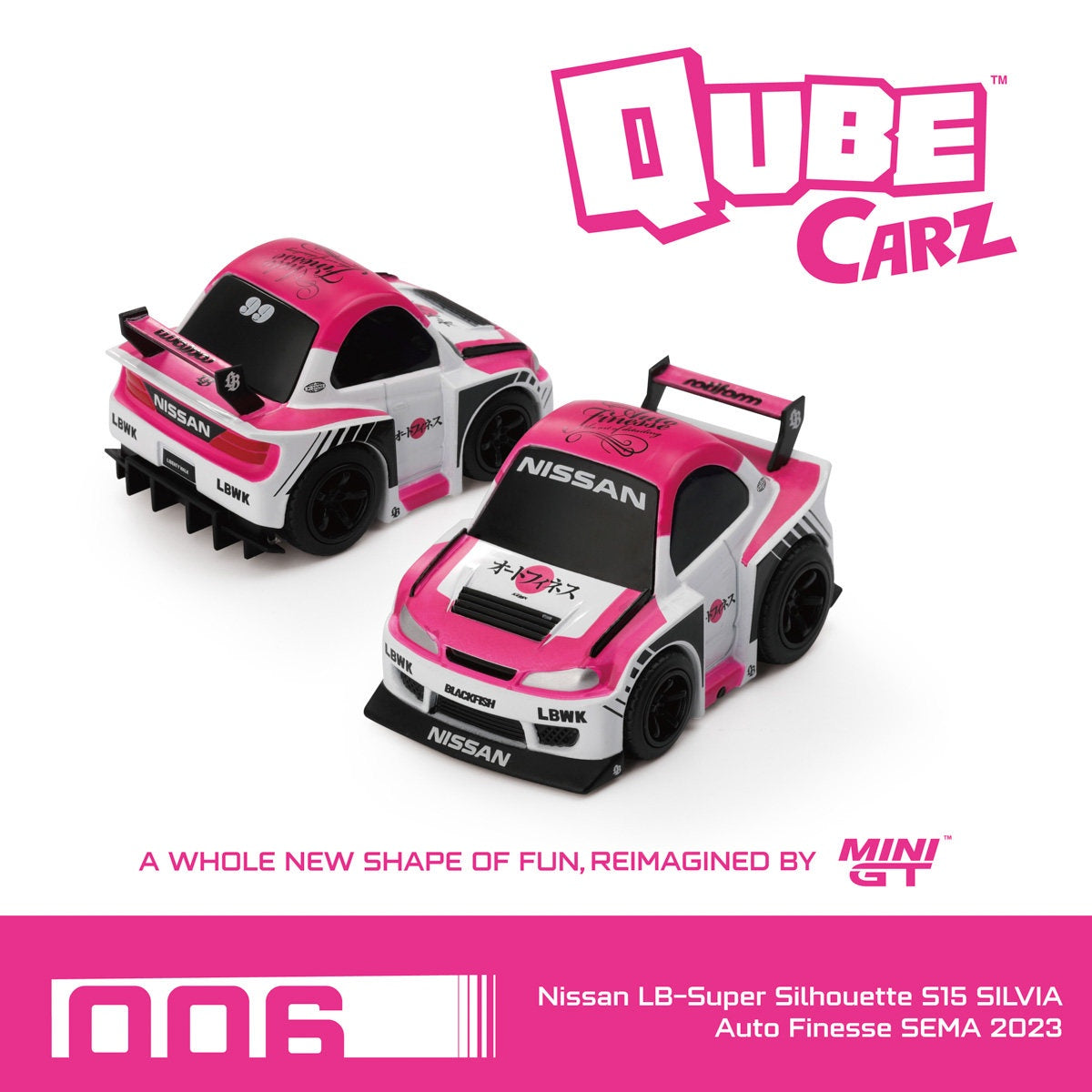 MINIGT QubeCarz 1/64 Nissan S15 Silvia LB Auto Finesse SEMA Pink Preorder