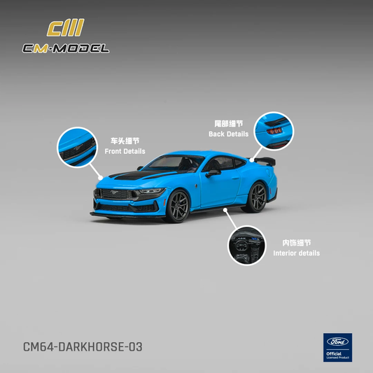 CM-MODEL 1/64 Ford Mustang Dark Horse Blue Black Preorder