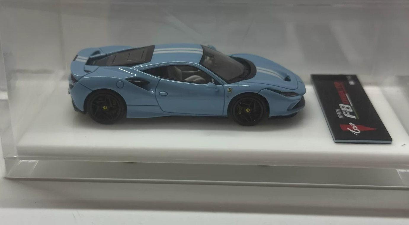 GUO HEC 1/64 Ferrari F8 Tributo Plata Blue Limited Edition Diecast Car Model