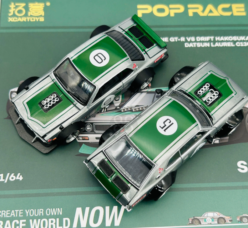 XCARTOYS POP RACE 1/64 Skyline GT-R V8 Hakosuka & Laurel C130 2-Car Set