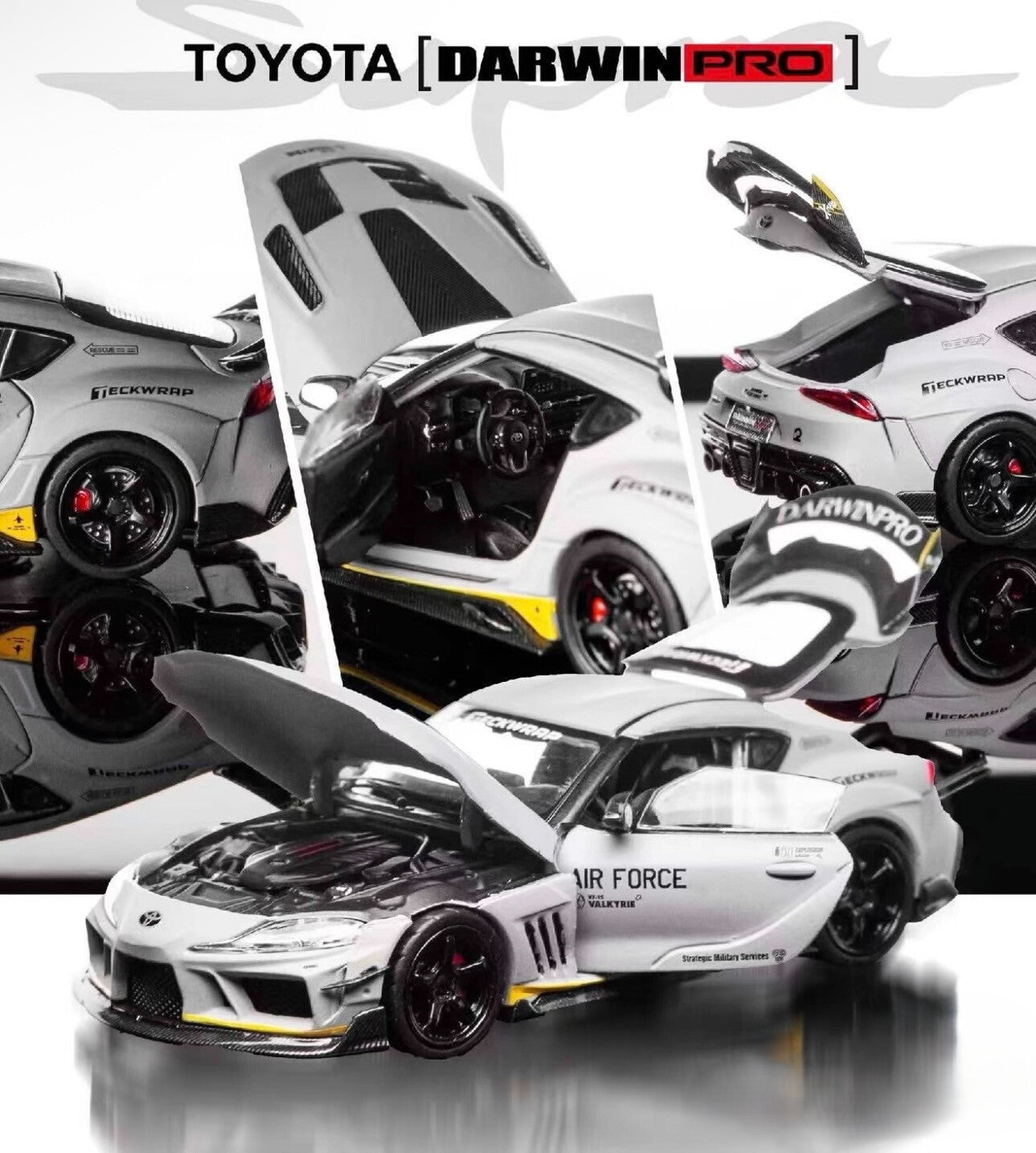 TopArt Toyota Supra DarwinPro Air Force Grey 1/64 Diecast Model Car