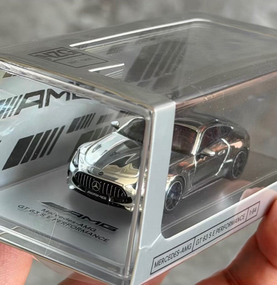 KILO Mercedes AMG GT63 Chrome Silver 1/64 Diecast Model Car Limited
