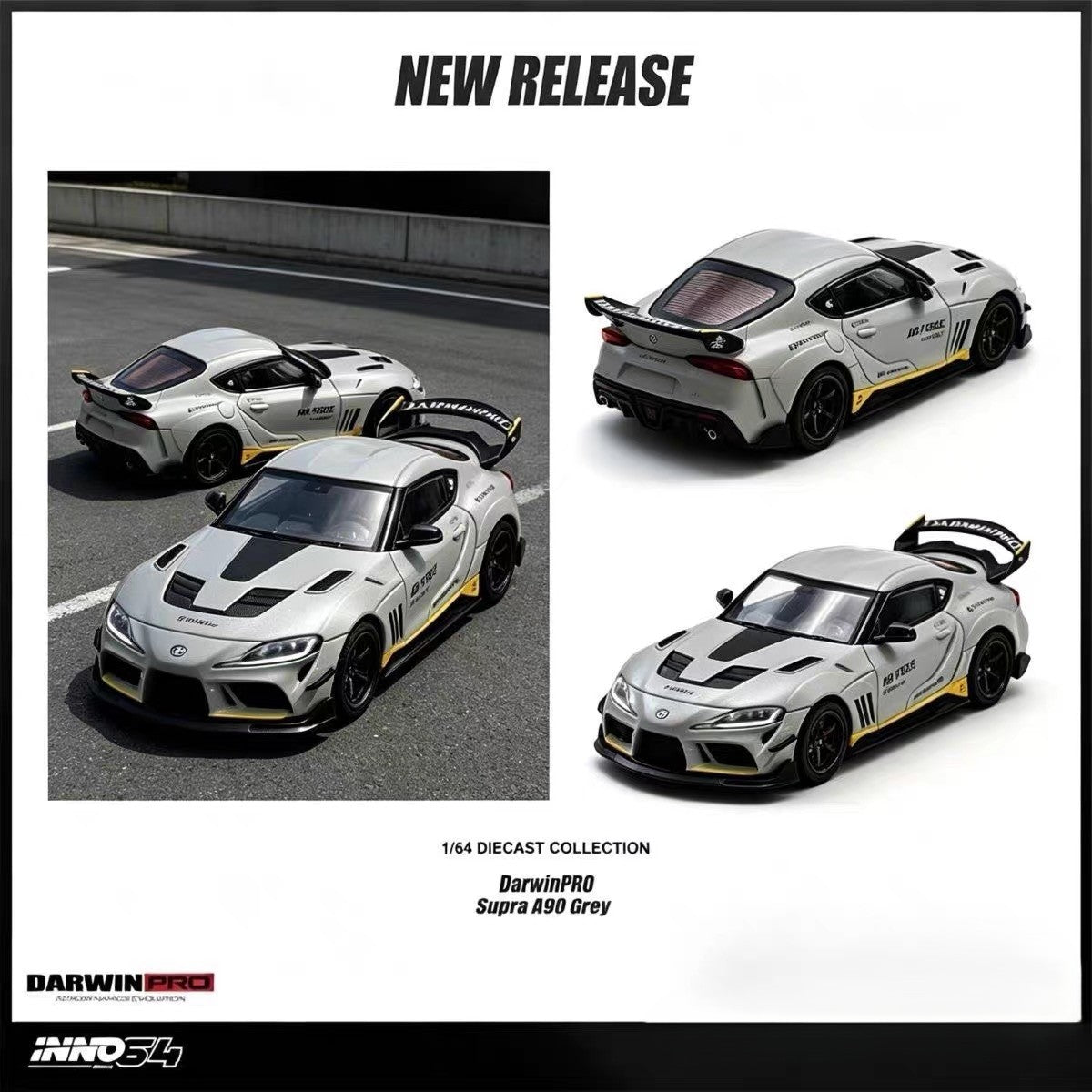 INNO 1/64 Toyota Supra A90 DarwinPRO Grey Diecast Model