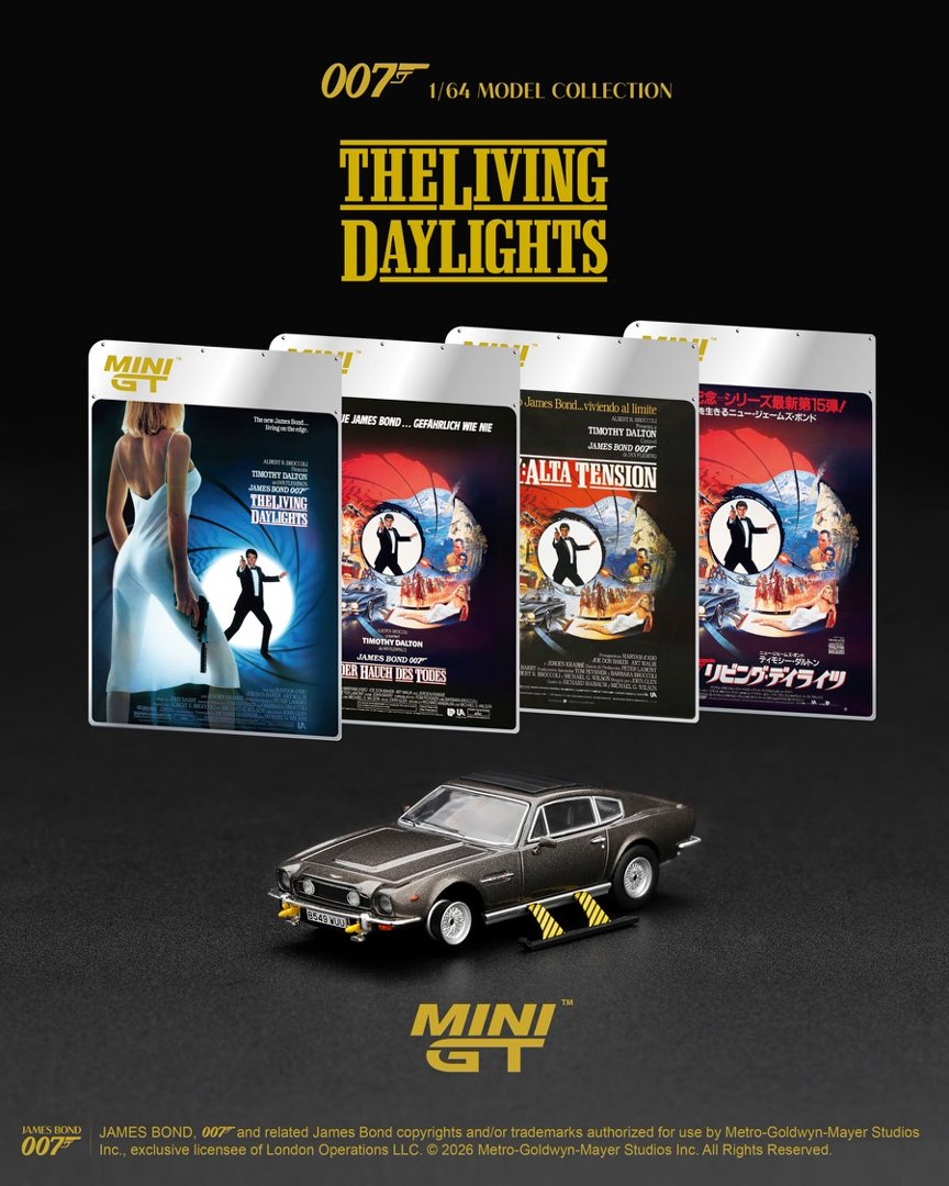 MINI GT 1/64 Aston Martin V8 Vantage 007 The Living Daylights Preorder