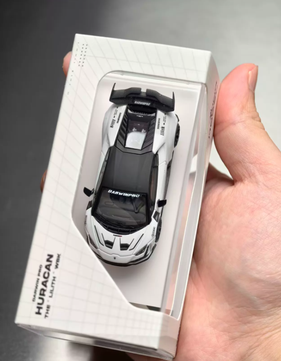 KING MODEL 1:64 Lamborghini Huracan DarwinPRO Lilith White Black Roof Diecast