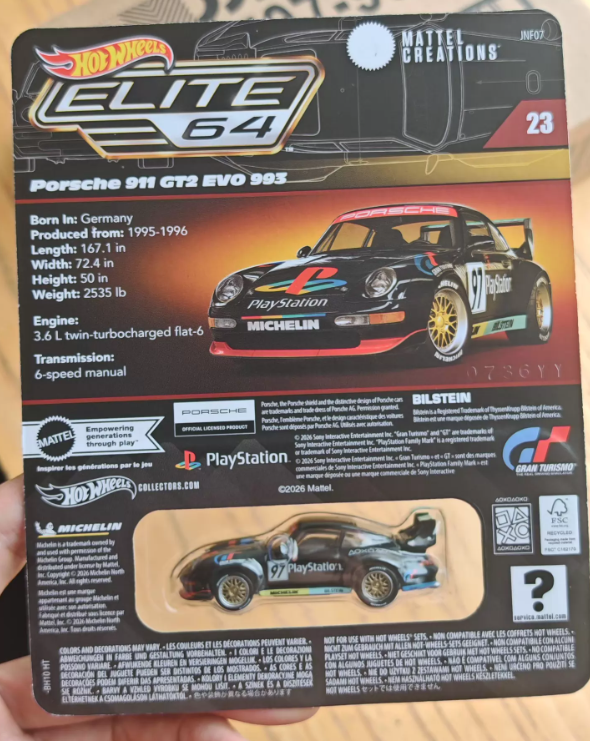 Hot Wheels Elite 64 1/64 Porsche 911 GT2 EVO 993 PlayStation Livery Sealed