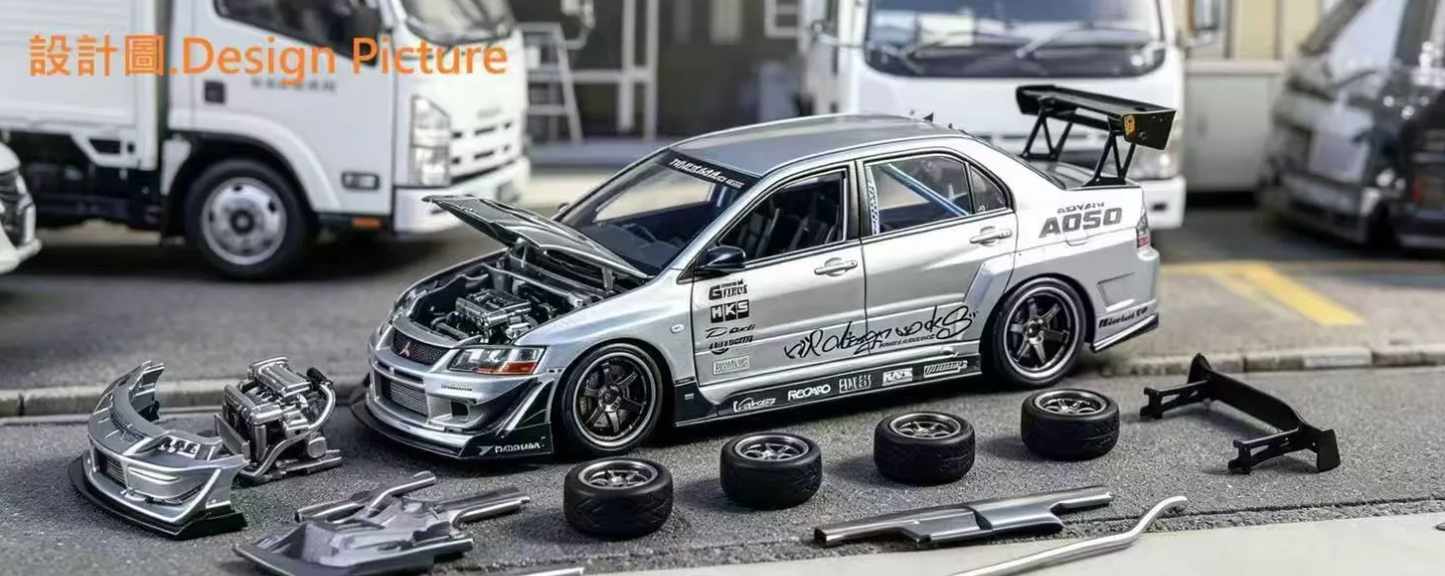 Peako x PP Model 1:64 Mitsubishi Lancer Evolution IX Varis Silver