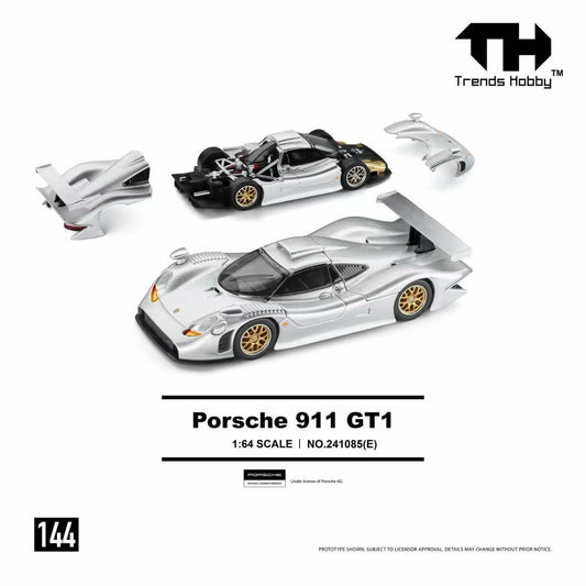 Trends Hobby 1/64 Porsche 911 GT1 1998 Silver Preorder