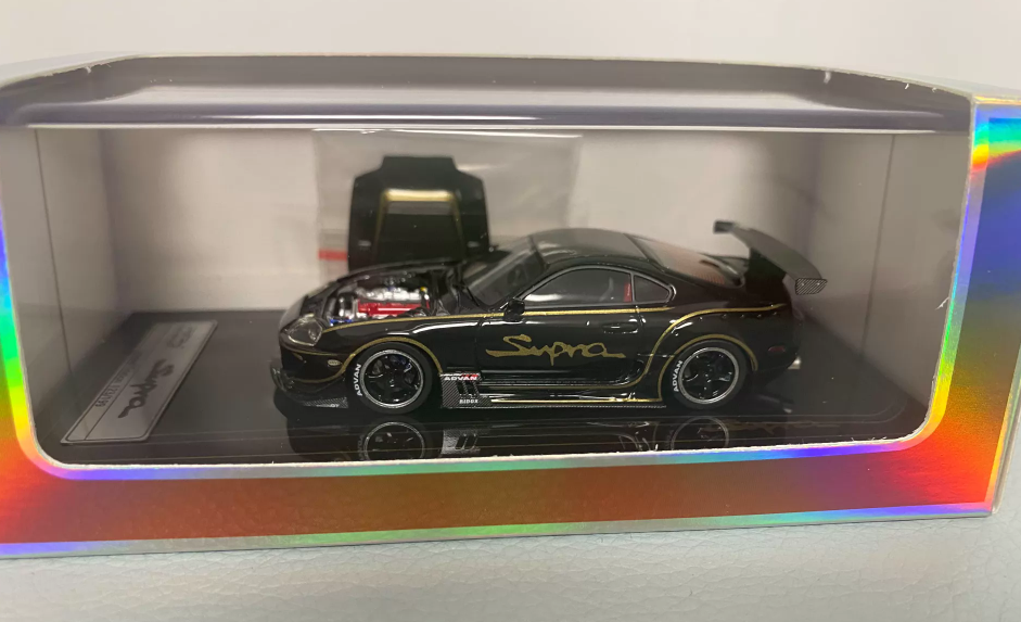 YM Model 1/64 Toyota Supra A80 Black Gold Resin Model