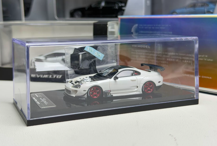 YM Model 1/64 Toyota Supra A80 White Carbon Hood Limited Edition
