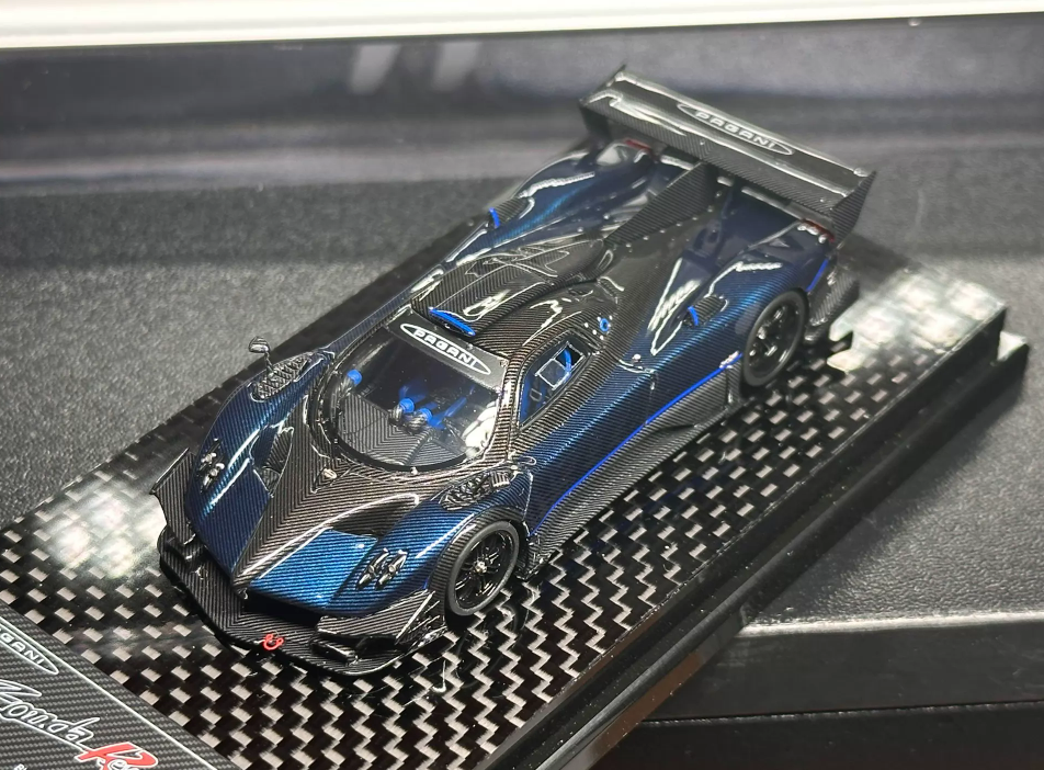 DMH 1/64 Pagani Zonda R Blue Carbon Black Wheels Resin Model