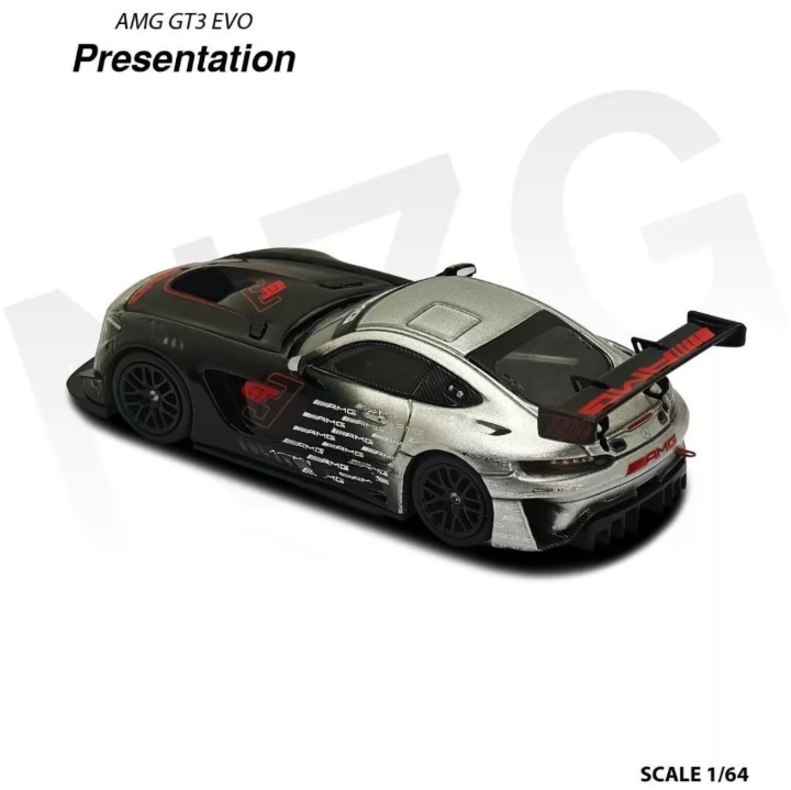 KILO Works x NZG 1/64 Mercedes-AMG GT3 EVO Presentation Black Silver