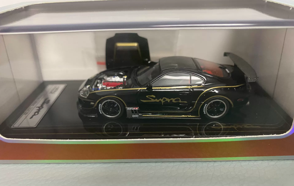 YM Model 1/64 Toyota Supra A80 Black Gold Resin Model