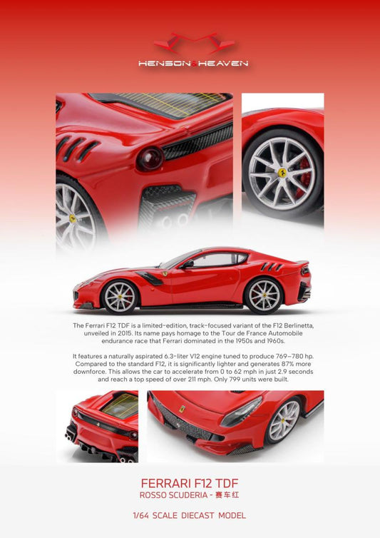 HH Model 1/64 Ferrari F12 TDF Rosso Scuderia Preorder
