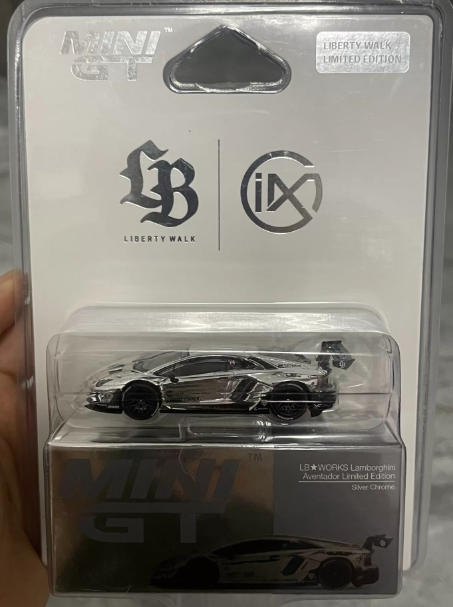 MINI GT 1023 LB Works Lamborghini Aventador Silver Chrome IMX 2025 LE