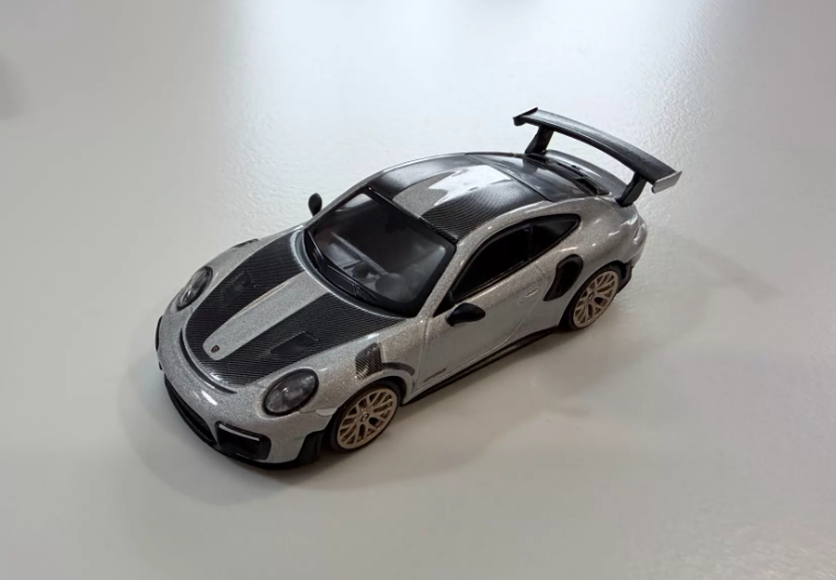 MINI GT 63 Porsche 911 GT2 RS Weissach Silver Metallic 1/64
