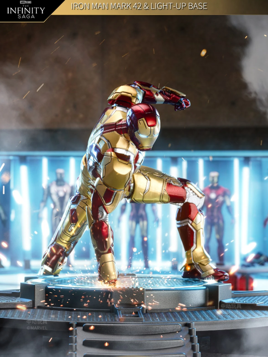 ZD Toys 1/10 Iron Man Mark 42 Light-Up Base Set Figure