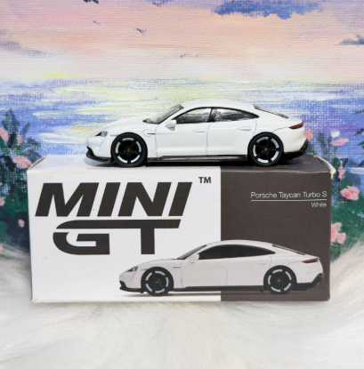 MINI GT 1/64 No.218 Porsche Taycan Turbo S White Diecast Model