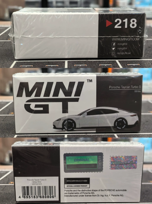 MINIGT 1:64 Porsche Taycan Turbo S White Diecast Model Car MGT00218