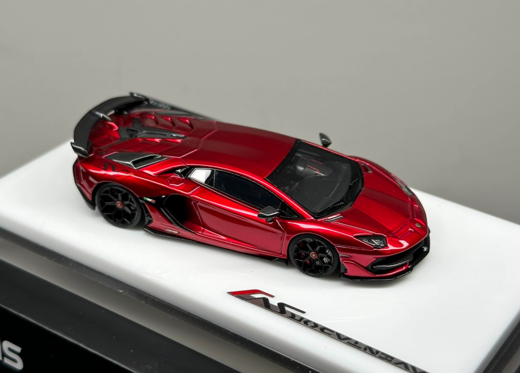 Tardis 1/64 Lamborghini Aventador SVJ Metallic Rose Red Resin 149pcs