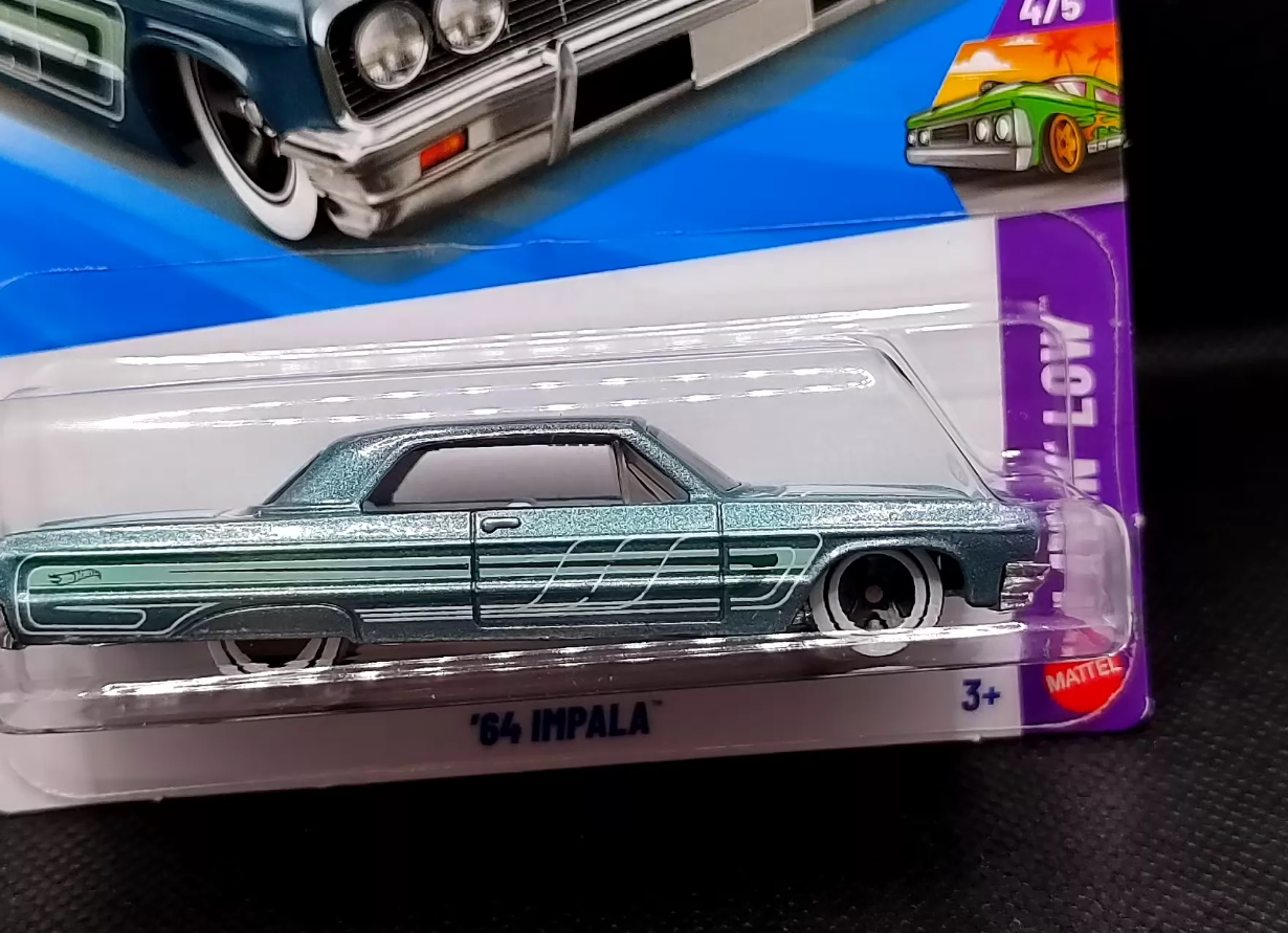 Hot Wheels 64 Impala LAYIN LOW Teal Metal Base 1/64 Diecast Model C4982