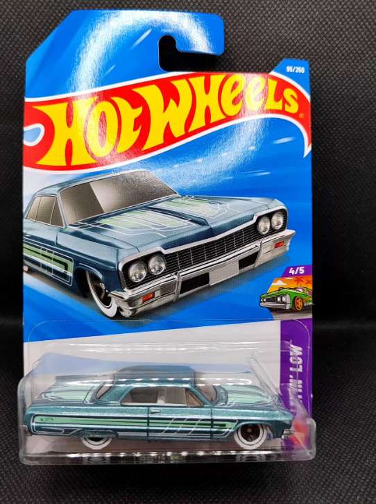 Hot Wheels 64 Impala LAYIN LOW Teal Metal Base 1/64 Diecast Model C4982