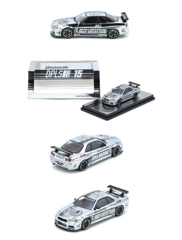 INNO64 1/64 DPLS 10th Anniversary Nissan Skyline GT-R R34 Silver Chrome