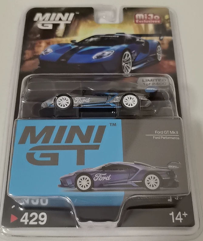 MINI GT 429 Ford GT Mk II Clear Coat MiJo Exclusives 1:64 Diecast Model