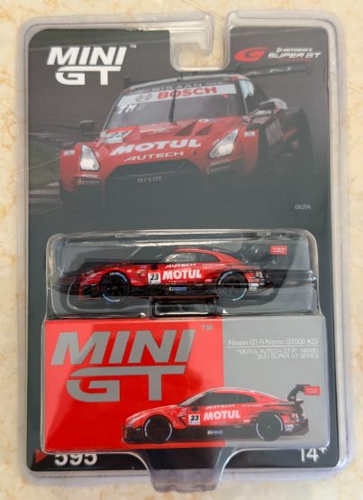 MINI GT 595 Nissan GT-R Nismo GT500 #23 Motul Autech 2021 Super GT 1/64