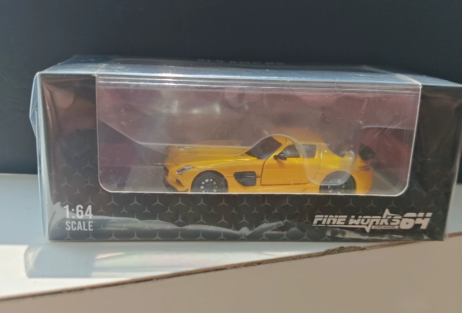 Fine Works64 1/64 Mercedes SLS AMG BS Yellow Alloy Model