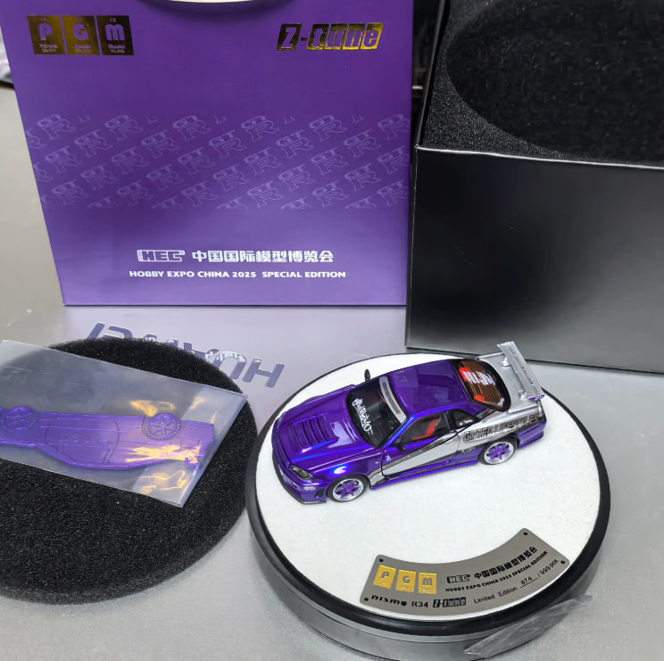 PGM 1/64 Nissan Skyline GT-R R34 HEC 2025 Candy Purple Silver
