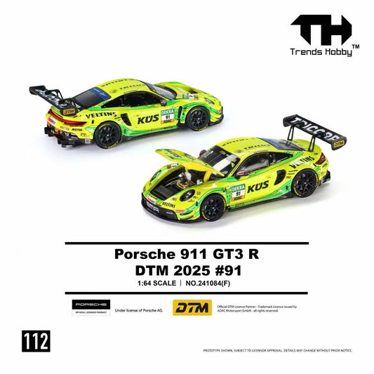 Trends Hobby 1/64 Porsche 911 GT3 R DTM 2025 No91 Yellow Preorder