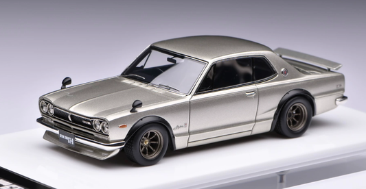 MakeUp mu 1:43 Nissan Skyline 2000 GT-R KPGC10 Silver Watanabe Resin Model