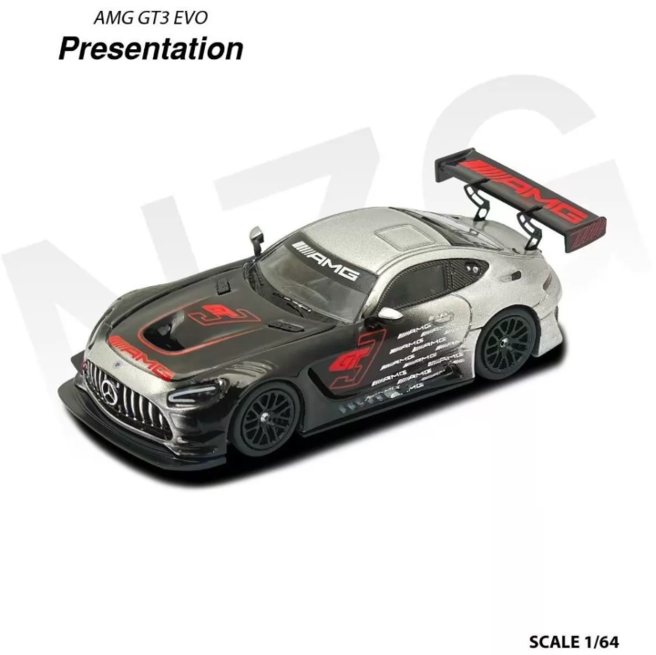 KILO Works x NZG 1/64 Mercedes-AMG GT3 EVO Presentation Black Silver
