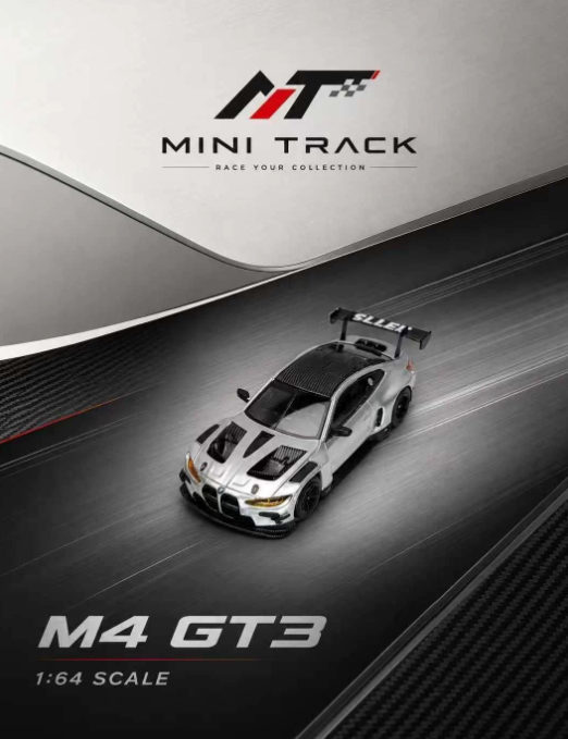 MINITRACK 1/64 BMW M4 GT3 Silver Carbon Roof Alloy Model