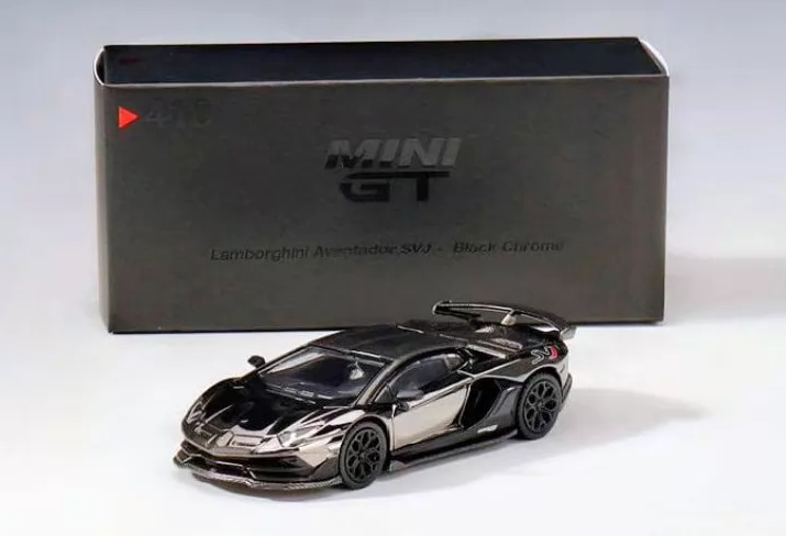 MINI GT 1/64 No.410 Lamborghini Aventador SVJ Black Chrome Director's Gift