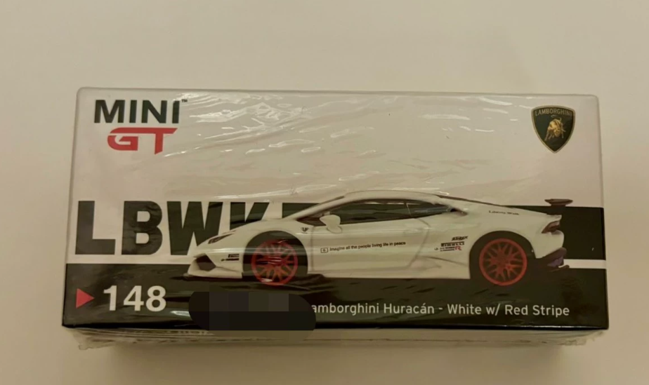 MINI GT 148 LB Works Lamborghini Huracan White Red Stripes