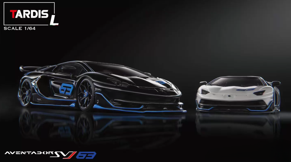 TARDIS x 33 1/64 Lamborghini Aventador SVJ 63 Black White Twin Set