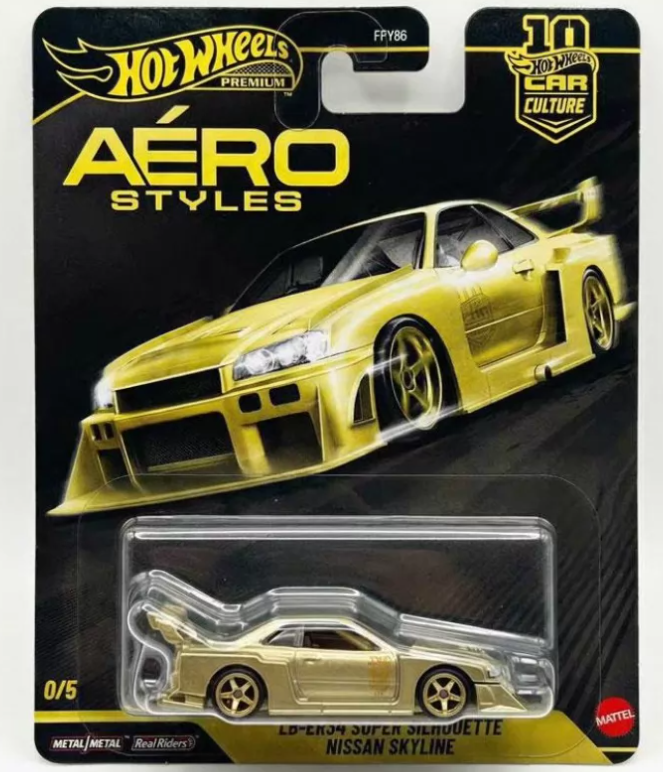 Hot Wheels Premium Aero Styles LB-ER34 Nissan Skyline Gold 0/5 Chase
