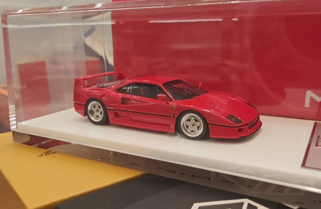 MY64 1/64 Ferrari F40 Rosso Corsa Silver Wheels Resin Model