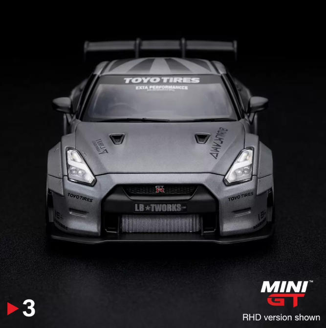 MINI GT 3 LB Works Nissan GT-R R35 Matte Grey 1/64 Model