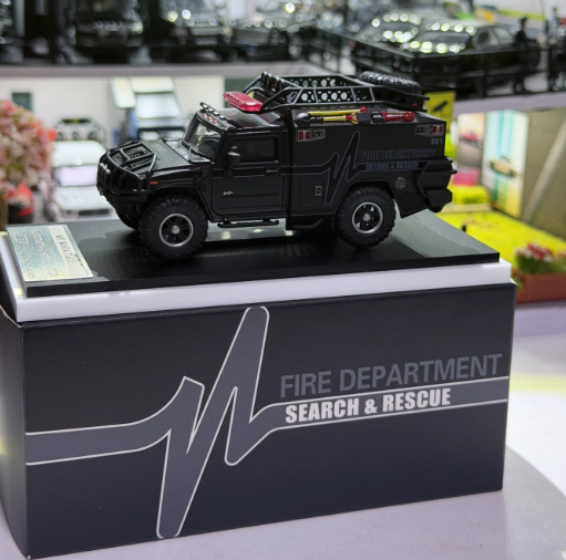 MK Miniatures 1:64 Hummer H2 Search & Rescue Black Limited Edition