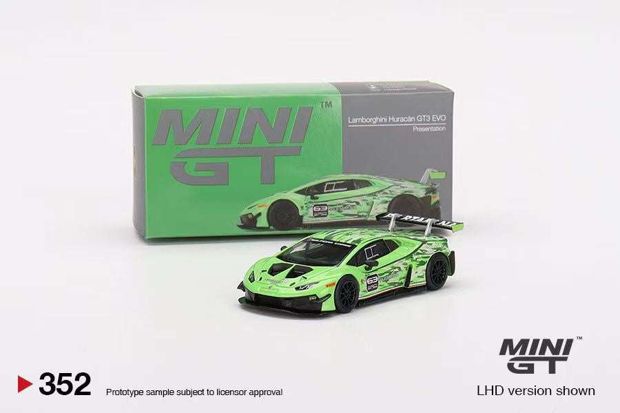 MINI GT 352 Lamborghini Huracan GT3 EVO Presentation Green 1/64