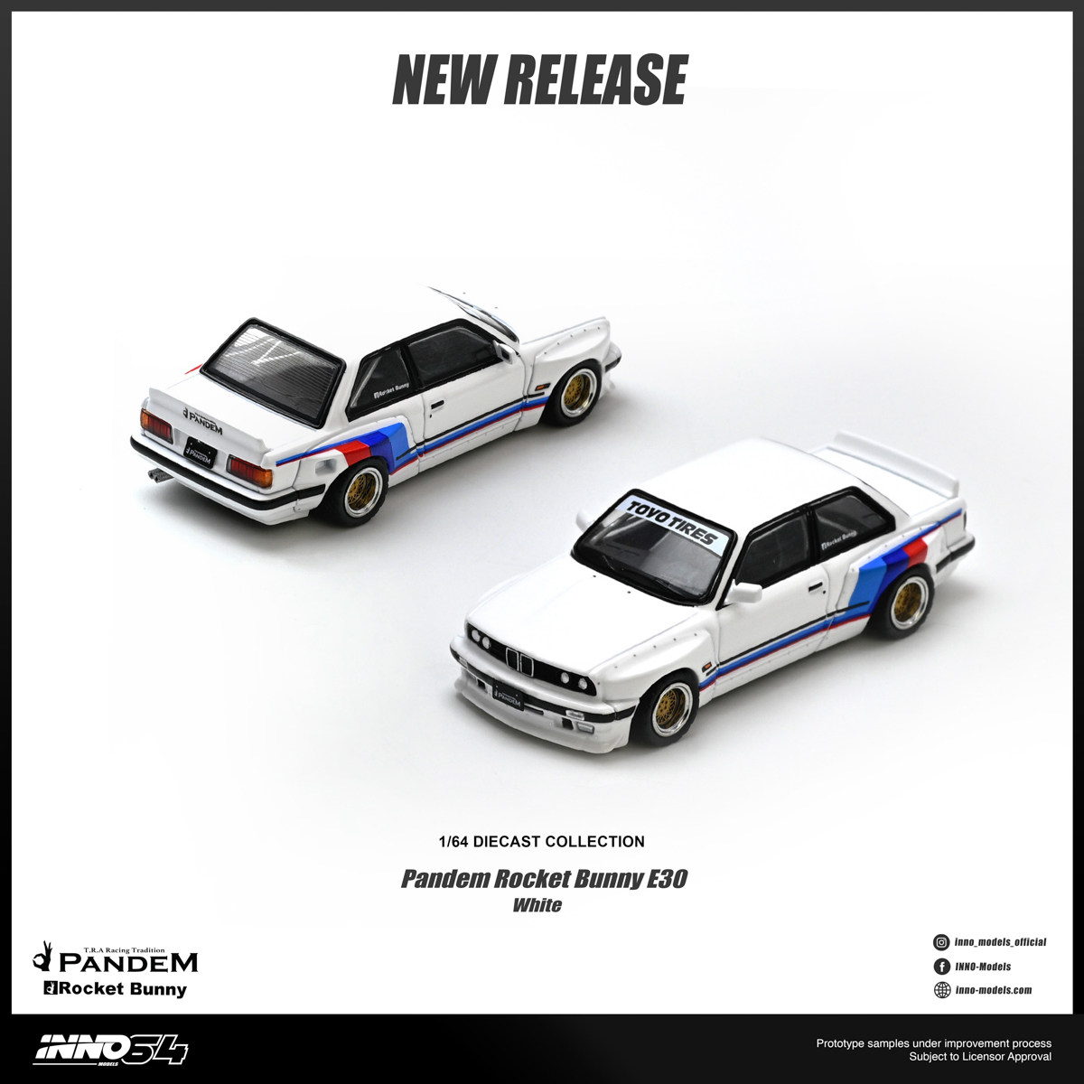 INNO64 1/64 BMW E30 Pandem Rocket Bunny White Diecast Model Preorder