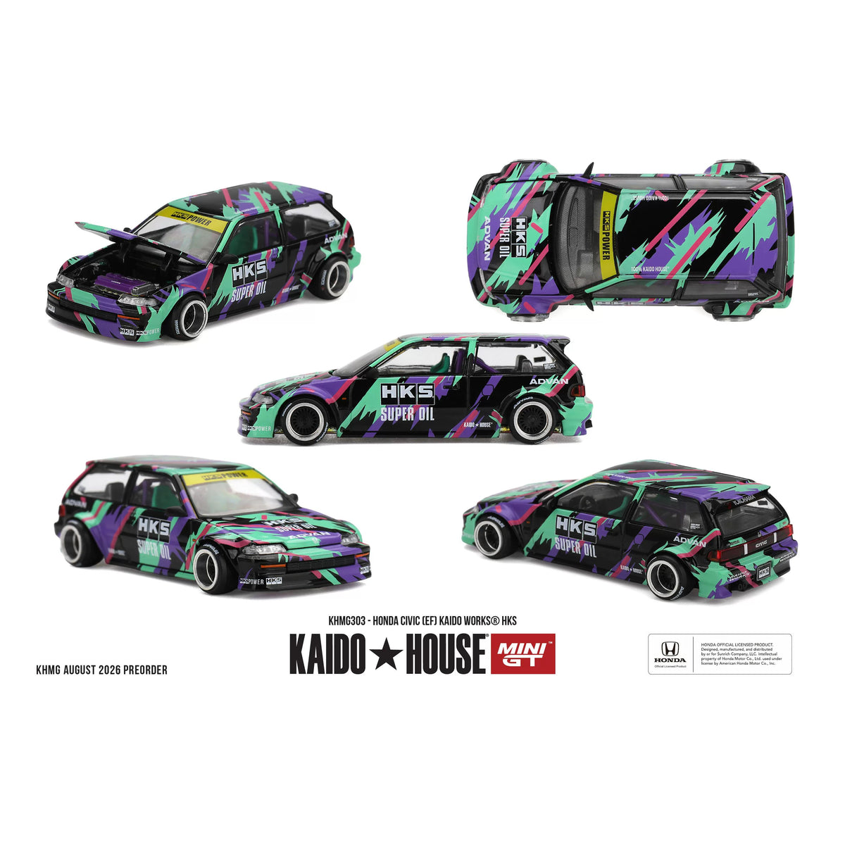 KAIDO HOUSE MINI GT 1/64 Honda Civic EF3 HKS Livery Preorder