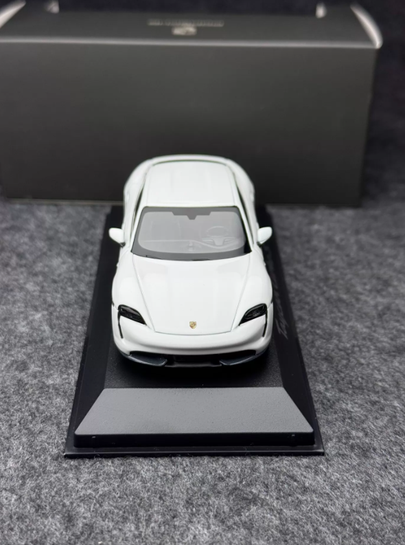 Porsche Original 1/43 Taycan Turbo S White Diecast Model Car by Minichamps