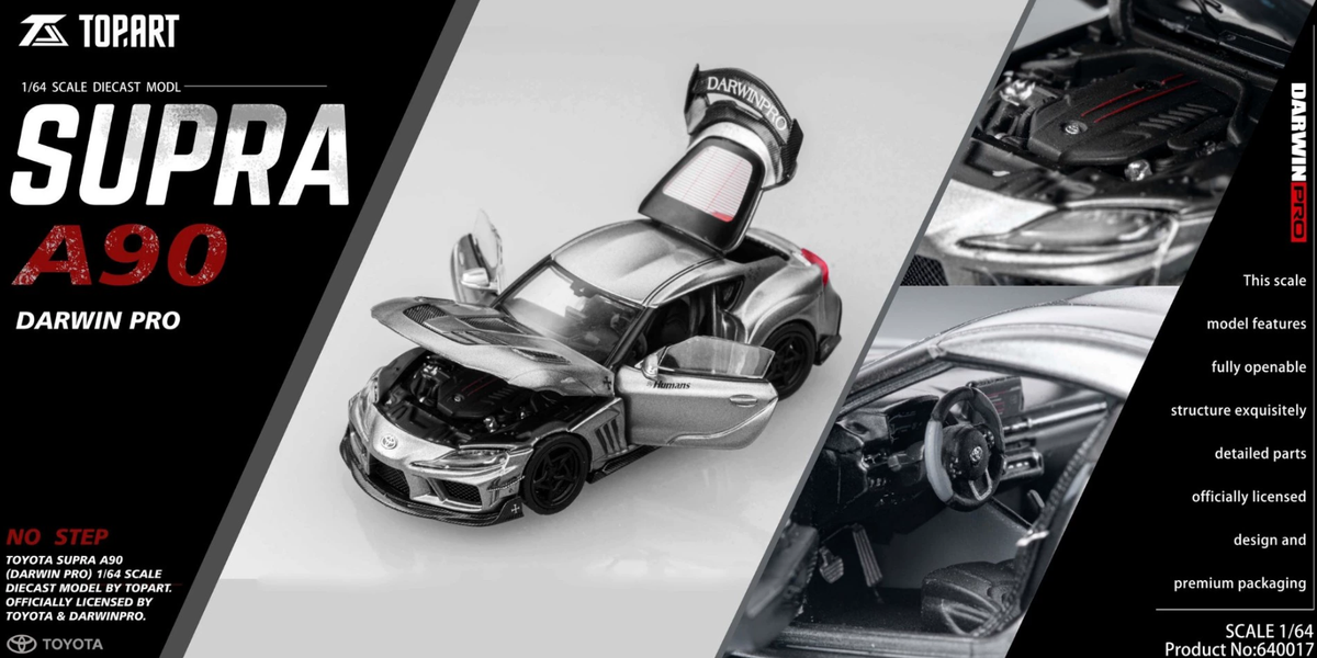 TOPART 1/64 Toyota Supra A90 Darwin PRO Liquid Silver Foshan APA