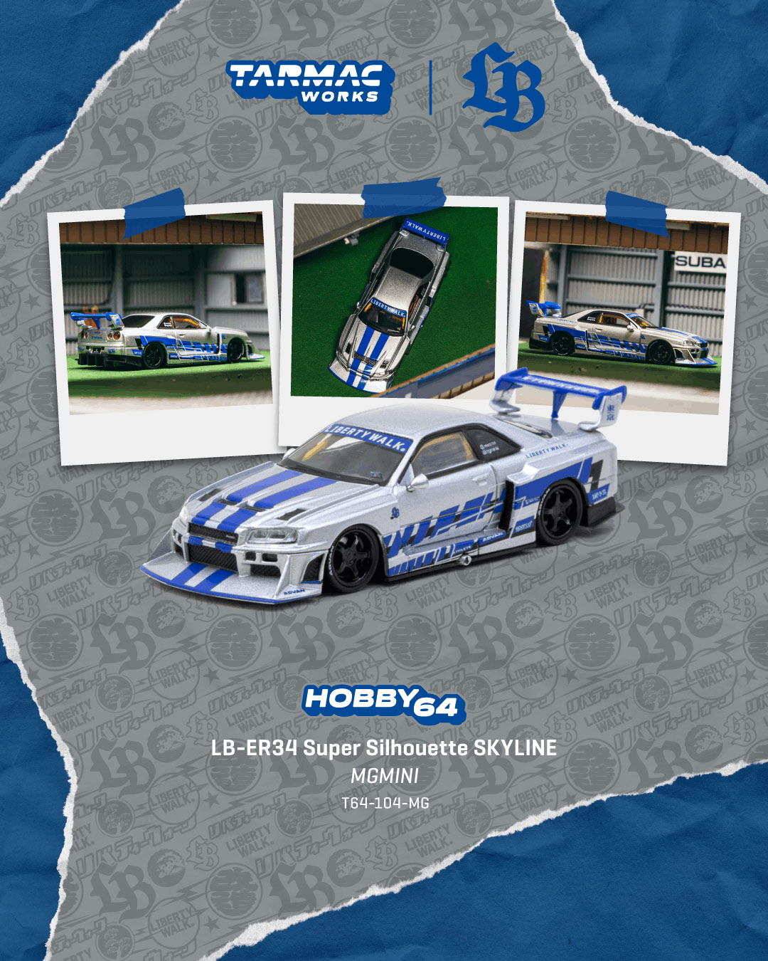 Tarmac Works HOBBY64 Nissan GTR LB-ER34 Super Silhouette Preorder